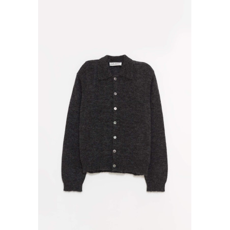 OUR LEGACY CHARCOAL MELANGE EVENING POLO CARDIGAN